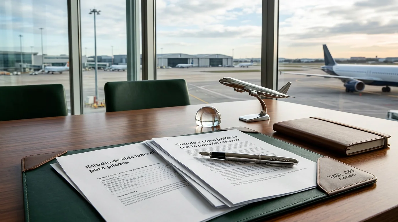 vida laboral pilotos revisando documentos para jubilación aeronáutica